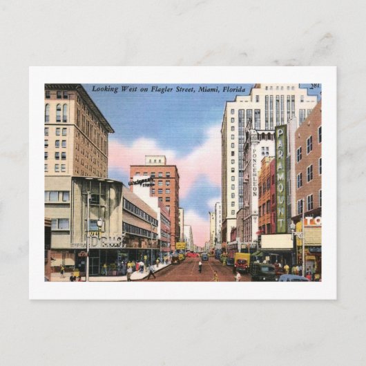 Flagler St., Miami, Florida Vintag Postkarte (Vorderseite)