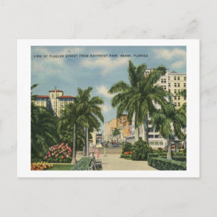 Flagler St., Miami, Florida Vintage Postkarte