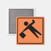 Flagman Ahead Highway-Zeichen Magnet (Vorderseite/Rückseite)