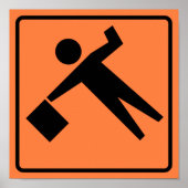 Flagman Ahead Highway-Zeichen Poster (Vorne)