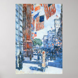 Flags Fifth Avenue by Childe Hassam, Vintag Art Poster