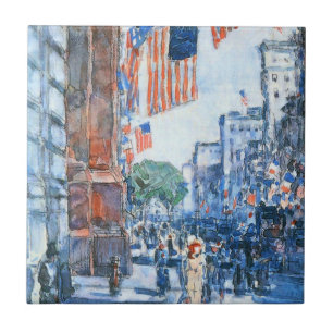 Flags Fifth Avenue von Childe Hassam, Vintage Art Fliese