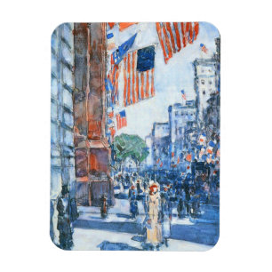 Flags Fifth Avenue von Childe Hassam, Vintage Art Magnet