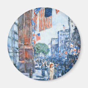 Flags Fifth Avenue von Childe Hassam, Vintage Art Magnet