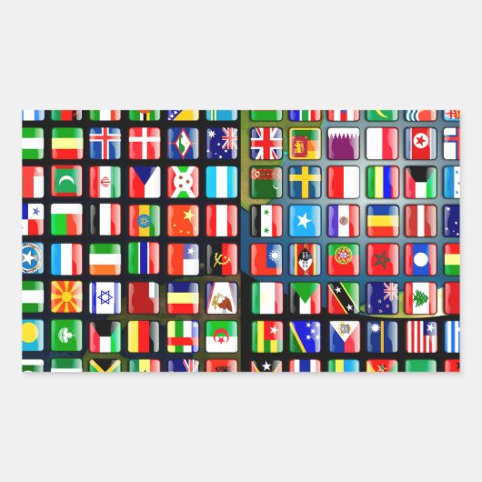 Flags of the world rechteckiger aufkleber (Vorderseite)