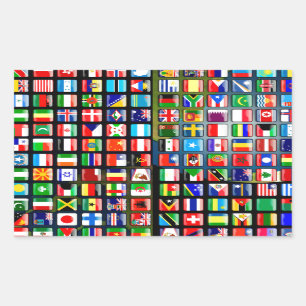 Flags of the world rechteckiger aufkleber