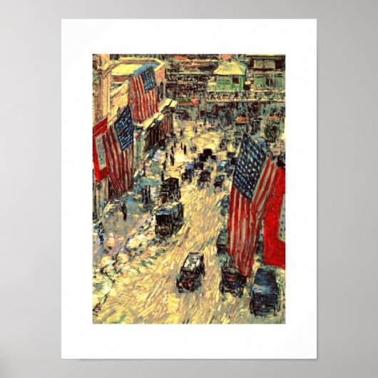 Flags on Fifty-Seventh Street by Childe Hassam Poster (Vorne)