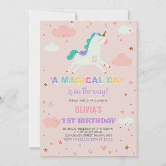 Flags Unicorn Einladungen zum Geburtstag (Vorderseite)