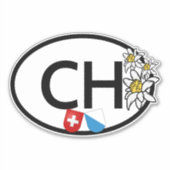 Flags von Schweiz und Zürich | Edelweiss-Blume | O Aufkleber (Vorderseite)