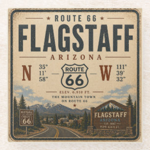 Flagstaff Route 66 Koordinaten-Hütte Glasuntersetzer