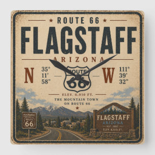 Flagstaff Route 66 Mountain-Zeit Quadratische Wanduhr
