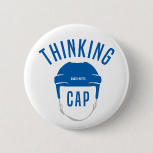Flair für Blue Hockey Helmet Thinking Cap Button