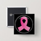 Flair-Rosa Brustkrebs Schleife Button (Vorne & Hinten)