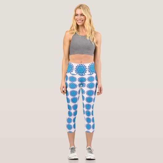 Flakenmuster Hochaufgelaufene Kapsel Capri Leggings (Vorderseite)