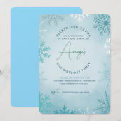 Flakes Frame Winter Birthday Bash Invitation Einladung (Vorne/Hinten)