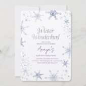 Flakes Frame Winter Birthday Bash Invitation Einladung (Vorderseite)