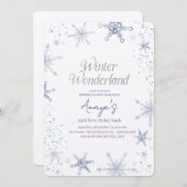 Flakes Frame Winter Birthday Bash Invitation Einladung (Vorne/Hinten)