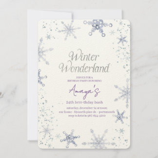 Flakes Frame Winter Birthday Bash Invitation Einladung