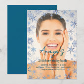 Flakes Frame Winter Birthday Bash Invitation Einladung (Vorne/Hinten)