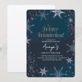 Flakes Frame Winter Birthday Bash Invitation Einladung (Vorne/Hinten)