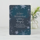 Flakes Frame Winter Birthday Bash Invitation Einladung (Stehend Vorderseite)