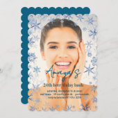 Flakes Frame Winter Birthday Bash Invitation Einladung (Vorne/Hinten)