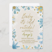 Flakes Frame Winter Birthday Bash Invitation Einladung (Vorne/Hinten)