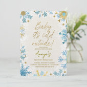 Flakes Frame Winter Birthday Bash Invitation Einladung (Stehend Vorderseite)