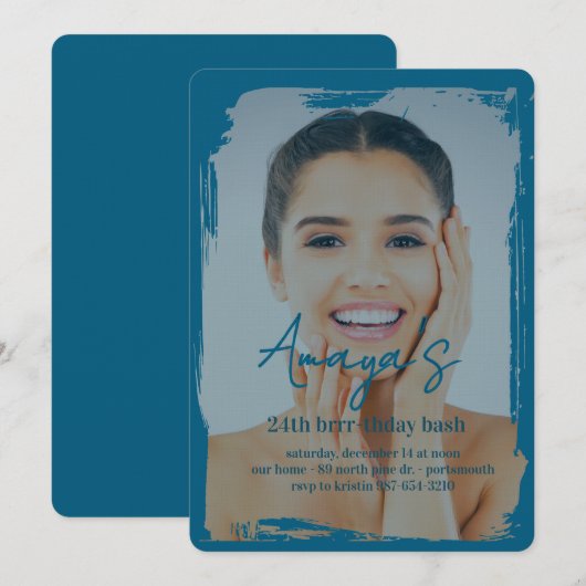 Flakes Frame Winter Birthday Bash Invitation Save The Date (Vorne/Hinten)