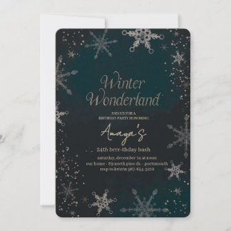 Flakes Rahmen Winter Geburtstagsfeier Einladung