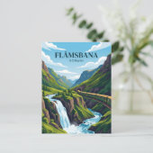 Flåm-Bahn (Flåmsbana) Norwegen Postkarte (Stehend Vorderseite)
