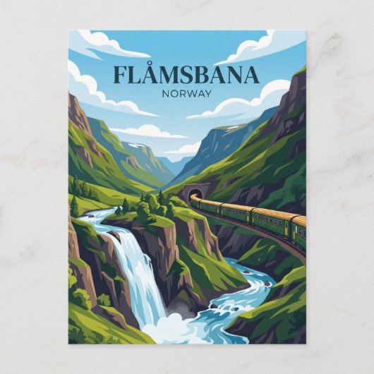 Flåm-Bahn (Flåmsbana) Norwegen Postkarte (Vorderseite)