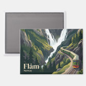 Flåm-Bahn Norwegen Magnet (Vorderseite/Rückseite)