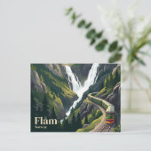 Flåm-Bahn Norwegen Postkarte (Stehend Vorderseite)