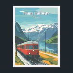 Flam Railway Norwegen Artwork Travel Illustration Postkarte<br><div class="desc">Flam Railway Norwegen Artwork Travel Place Illustration</div>