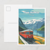 Flam Railway Norwegen Artwork Travel Illustration Postkarte (Vorne/Hinten)
