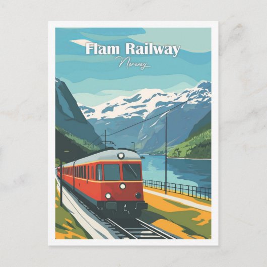 Flam Railway Norwegen Artwork Travel Illustration Postkarte (Vorderseite)