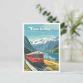 Flam Railway Norwegen Artwork Travel Illustration Postkarte (Stehend Vorderseite)