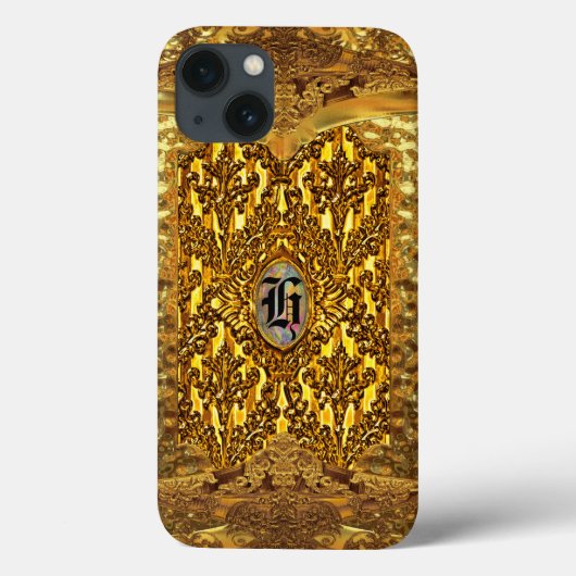 Flambeau Elegant Damask Monogram Case-Mate iPhone Hülle (Rückseite)