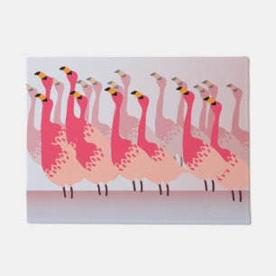 Flamboyance von Flamingos Coral Pink Light Blue Fußmatte