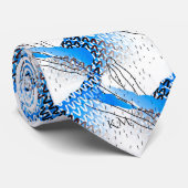 Flamboyant Baby Blue Playful Geometric Monogram Krawatte (Gerollt)