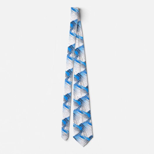 Flamboyant Baby Blue Playful Geometric Monogram Krawatte (Rückseite)