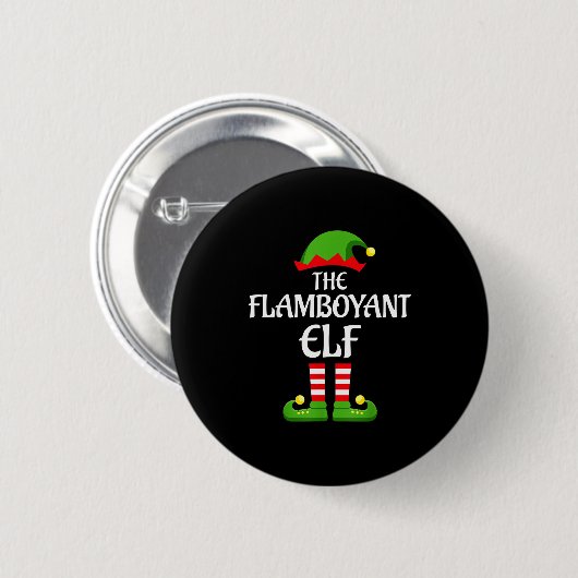 Flamboyant Elf Family Matching Group Christmas Button (Vorne & Hinten)