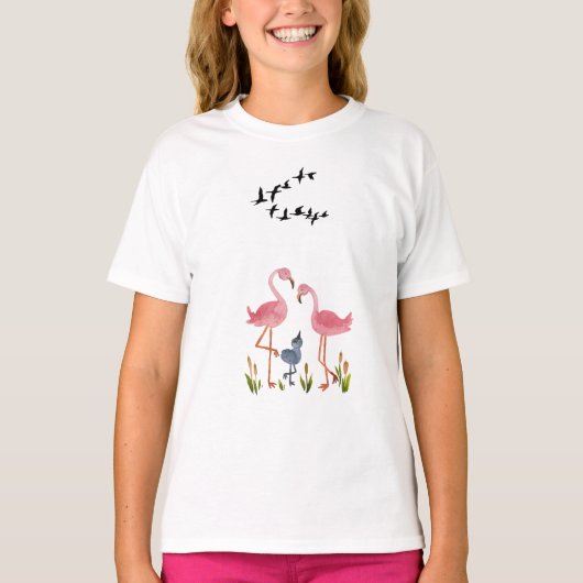 Flamboyant Flamingo Fantasy: Inspiriert von Vögeln T-Shirt (Vorderseite)