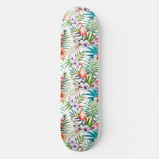 Flamboyant Flamingo Tropischer Garten Muster Skateboard (Vorderseite)