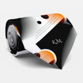 Flamboyant Modern Orange Geometric Chic Monogram Krawatte (Gerollt)