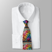 Flamboyant Neck Tie | Rainbow Flowers Faux Glitter Krawatte (Gebunden)