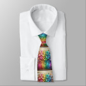 Flamboyant Neck Tie | Rainbow Flowers Faux Glitter Krawatte (Gebunden)