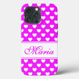 Flamboyant Pink White Hearts Muster und Ihr Name Case-Mate iPhone Hülle