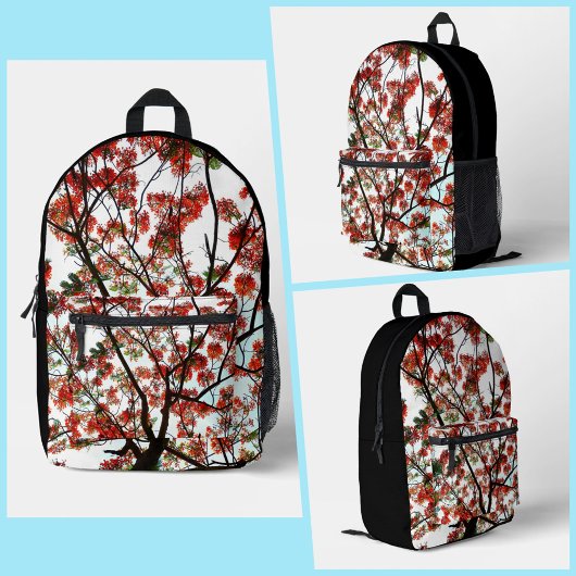Flamboyant Royal Poinciana Branches Bedruckter Rucksack